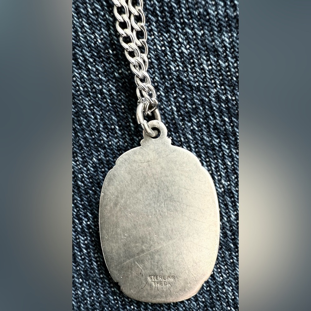 St. Christopher Necklace Sterling Silver Medal on 24" Stainless Steel Chain - Picture 5 of 9